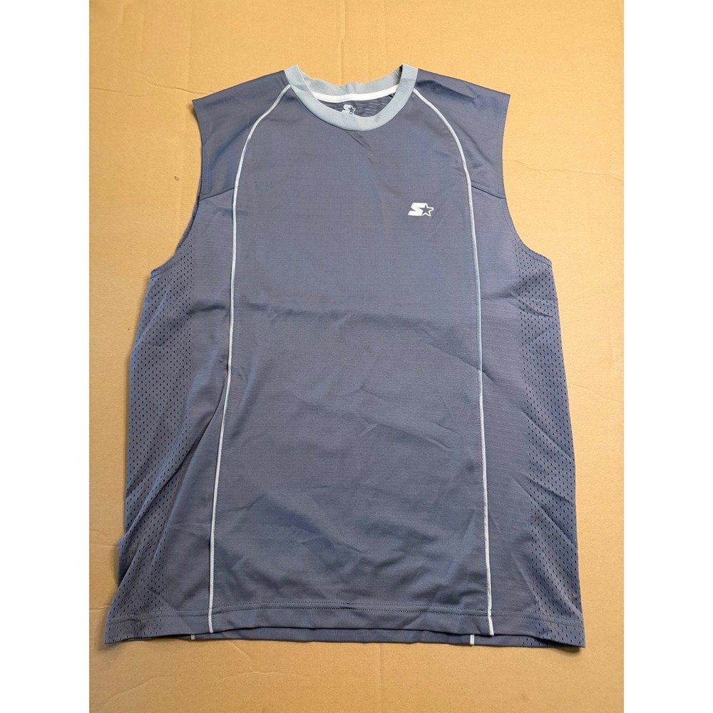 Starter Mens Gray Sleeveless Muscle Shirt Mesh Side Panels Training Top Size M